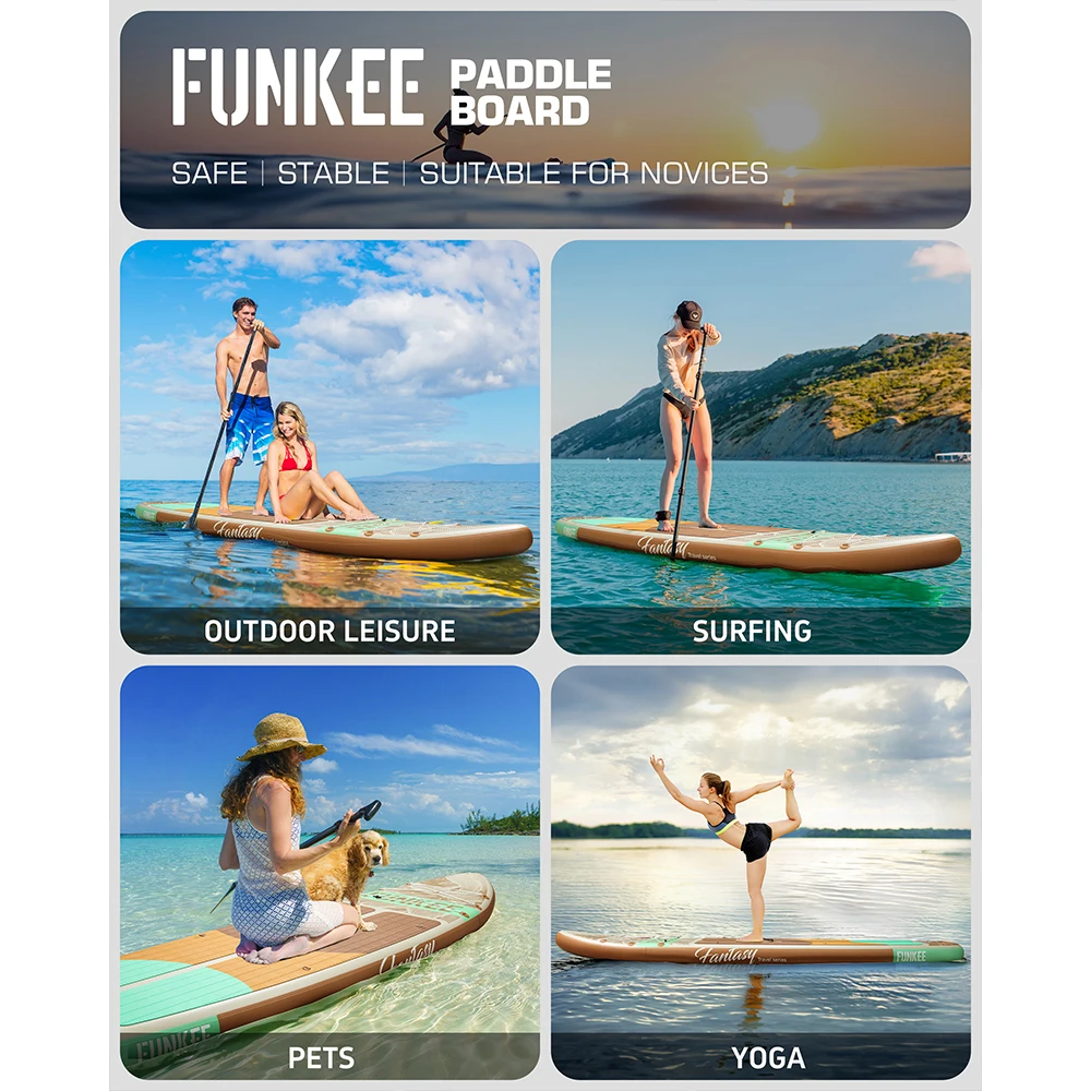 FUNKEE PIPPLE STD مقاوم للماء نفخ مجداف مجلس 11'x34''x6 ''الكبار الدائمة نمط المائية لوح تزلج على الماء كاياك الصيد السباحة #6