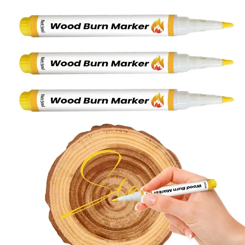 Wood Burning Pen Marker 3pcs 5ml Wood Burning Pen Kit DIY Innovative Wood Markers Safe Wood Burning Kit For Crafts Arts Making