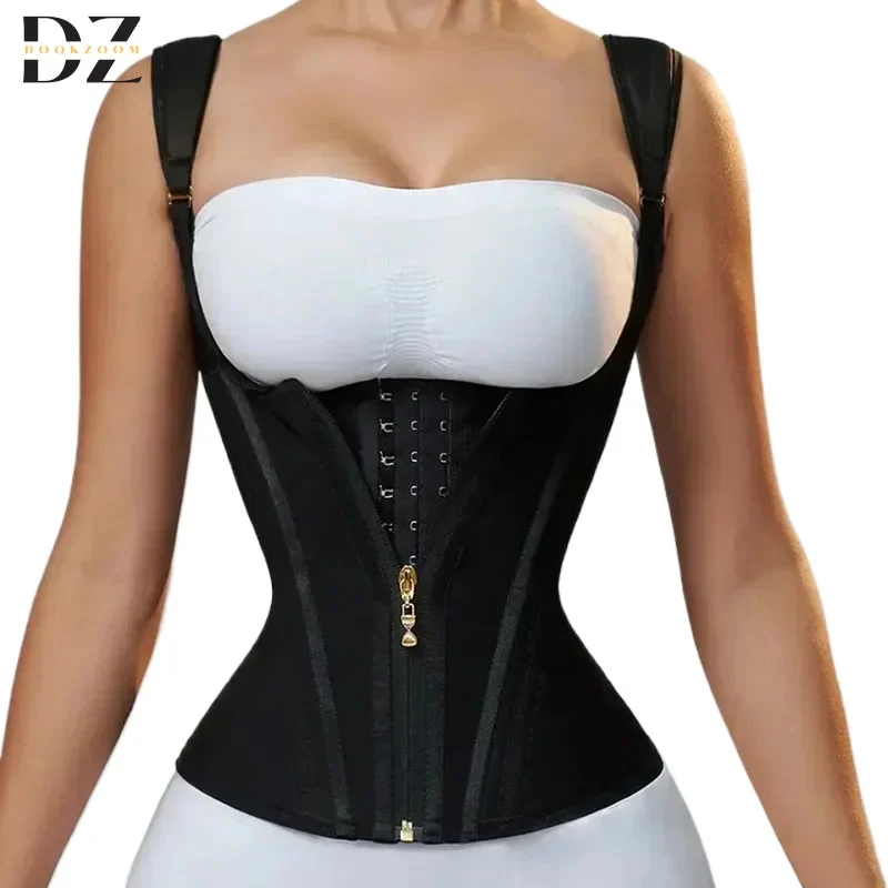 

Fajas Colombianas Body Shapewear Double Compression Waist Trainer Corset Adjustable Zipper and Hook-eyes Flat Belly Body Shaper