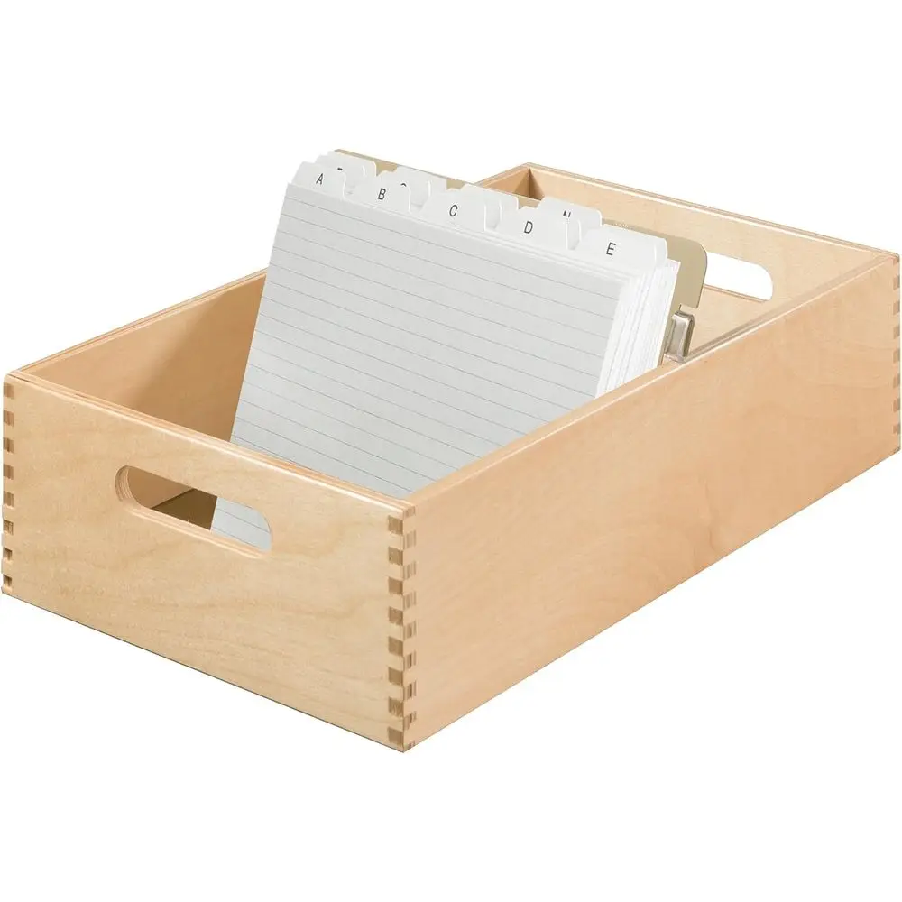 

HAN 1005-0, Wooden Card Index Tray A5 Landse, or 1,500 Cards, Metal Base/Support Plate, Natural Wood