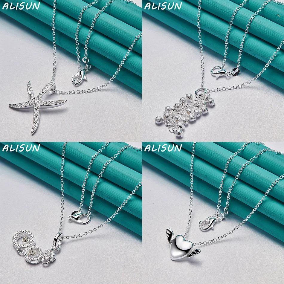 

ALISUN 40-75cm 925 Sterling Silver Geometric Pendant Necklace For Women Men Charm Trend Birthday Gift Fashion Party Fine Jewelry