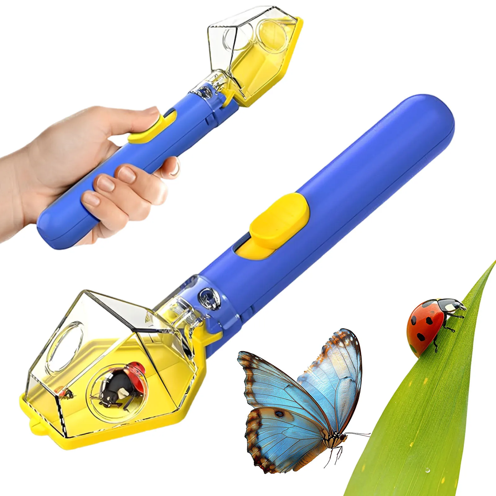 Portable Insect Catcher with 6X Magnifier Glass Kids Handheld Bug Catcher Transparent Spiders Observer Box for Science Learning