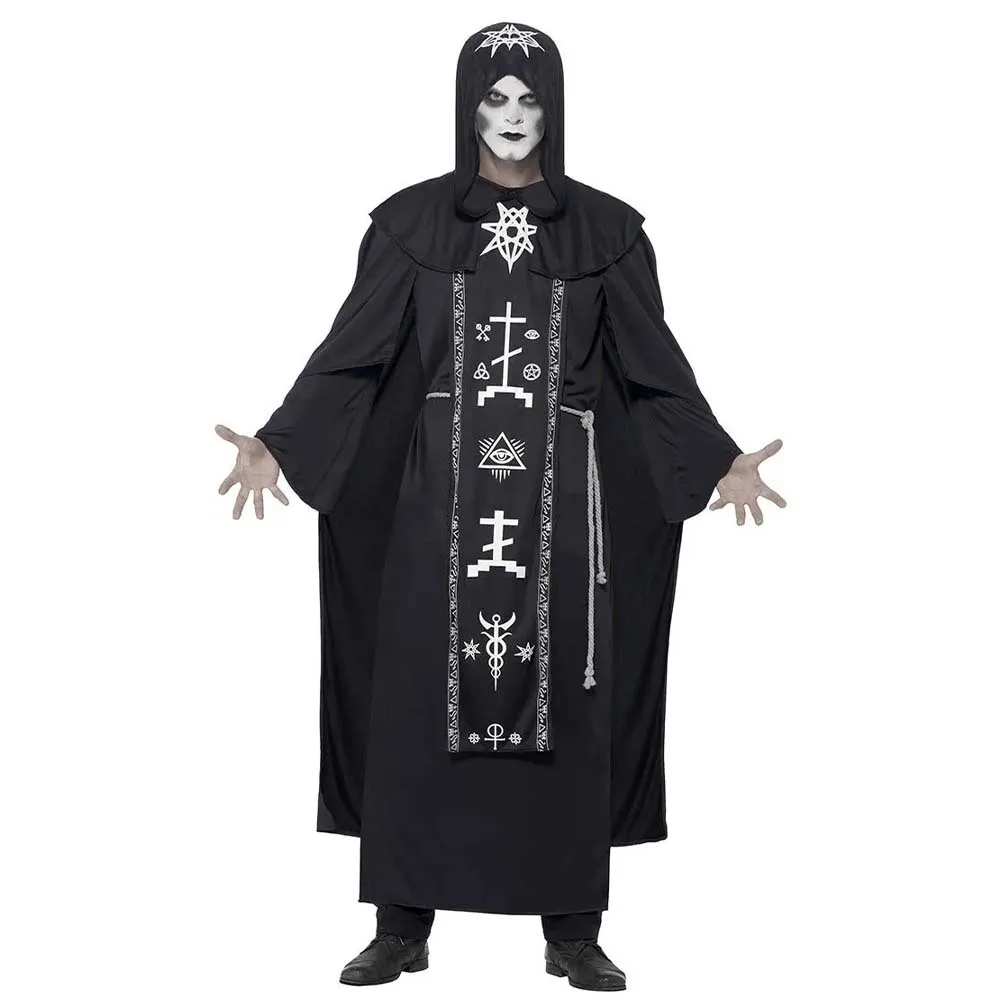 

Medieval Gothic Hooded Cloak Dark Robe Halloween Cosplay Role Play Costume