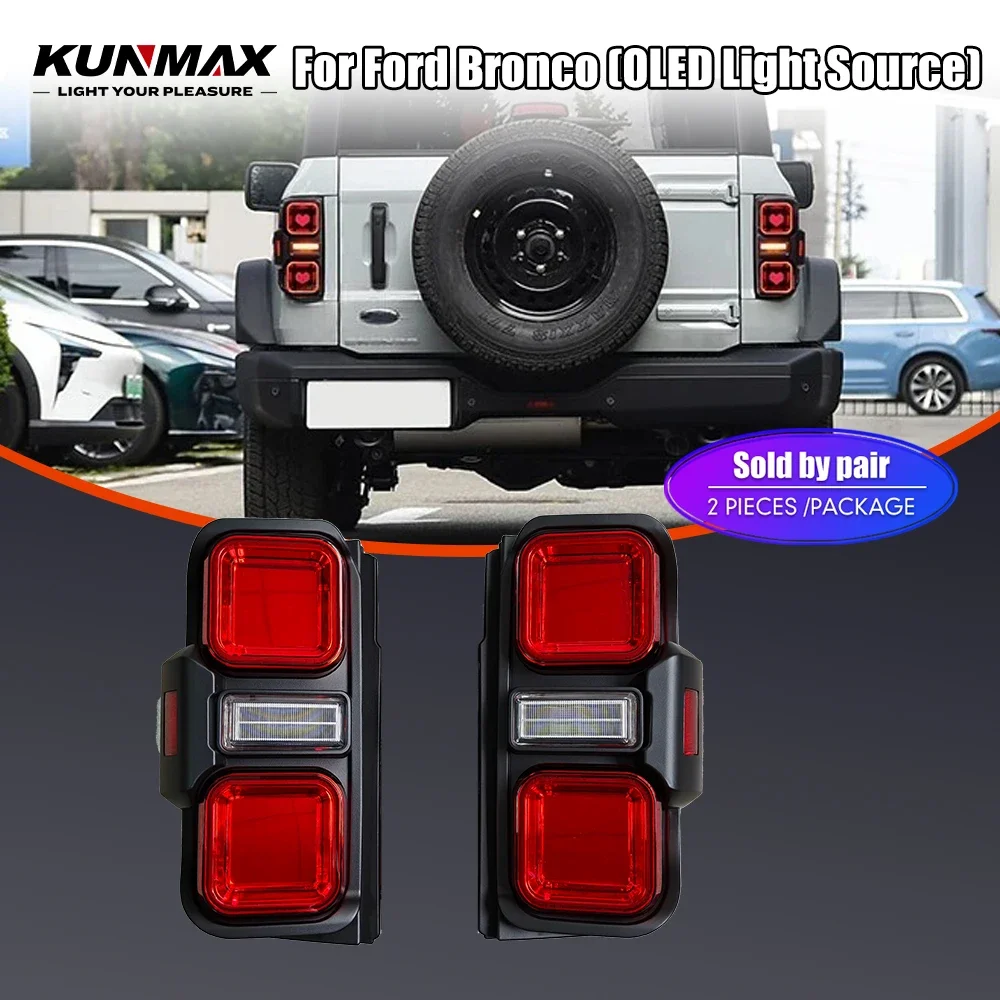 Pair Of LED Tail Lights For Ford Bronco OLED Light DRL Reverse Brake Turning Signal Plug And Play Car Rear Tail Light Assembly