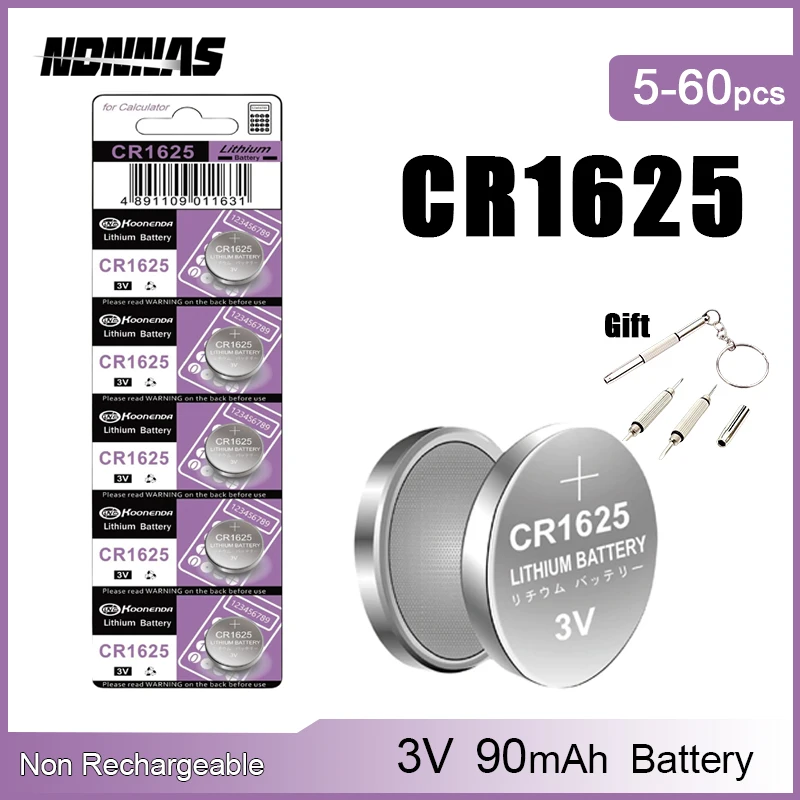 

5-60pcs 90mAh 3V CR1625 Lithium Button Battery1625 DL1625 BR1625 LM1625 ECR1625 For Toy Watch Car Key