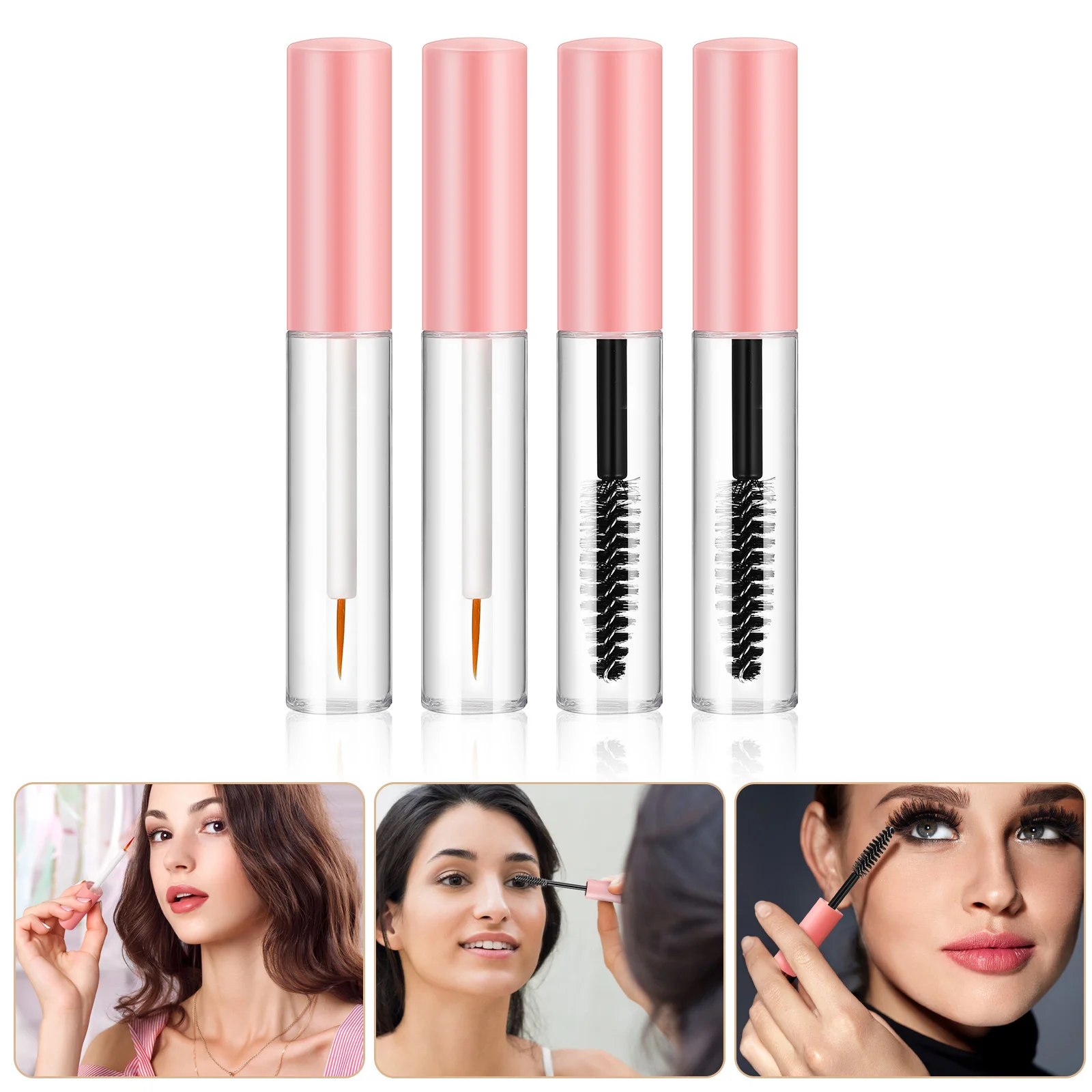 Tubos de rímel para mascotas, botellas transparentes rellenables con punta de sombra, contenedores vacíos ligeros para delineador de labios Diy, 4 Uds.
