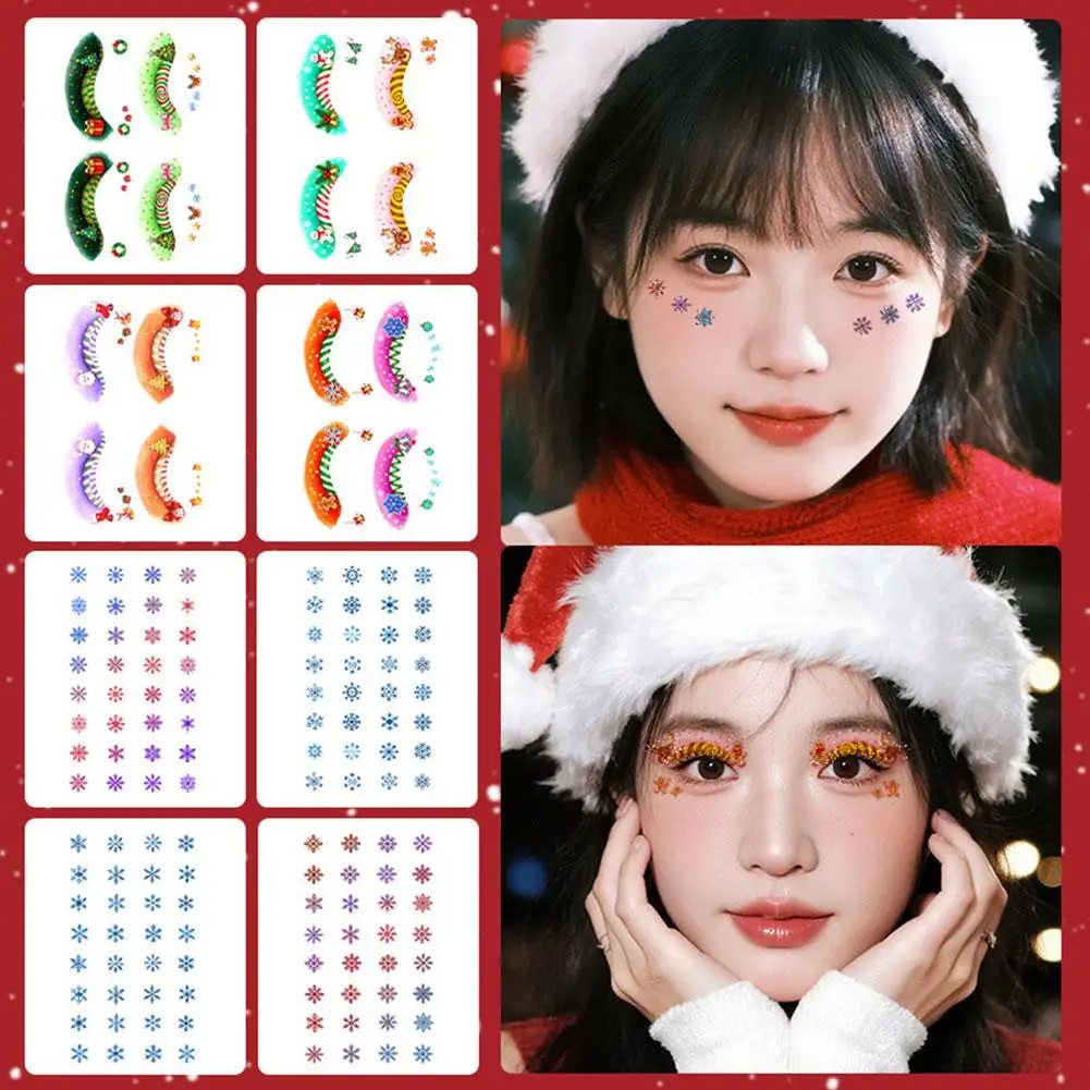 Kerst Gekleurde Glitter Dopamine Oogmake-up Water Transfer Print Dames Waterdichte Langdurige Geschilderde Leuke Verse Stickers