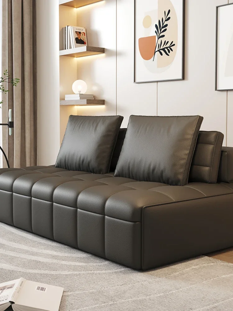 Folding leather sofa bed multifunctional small unit