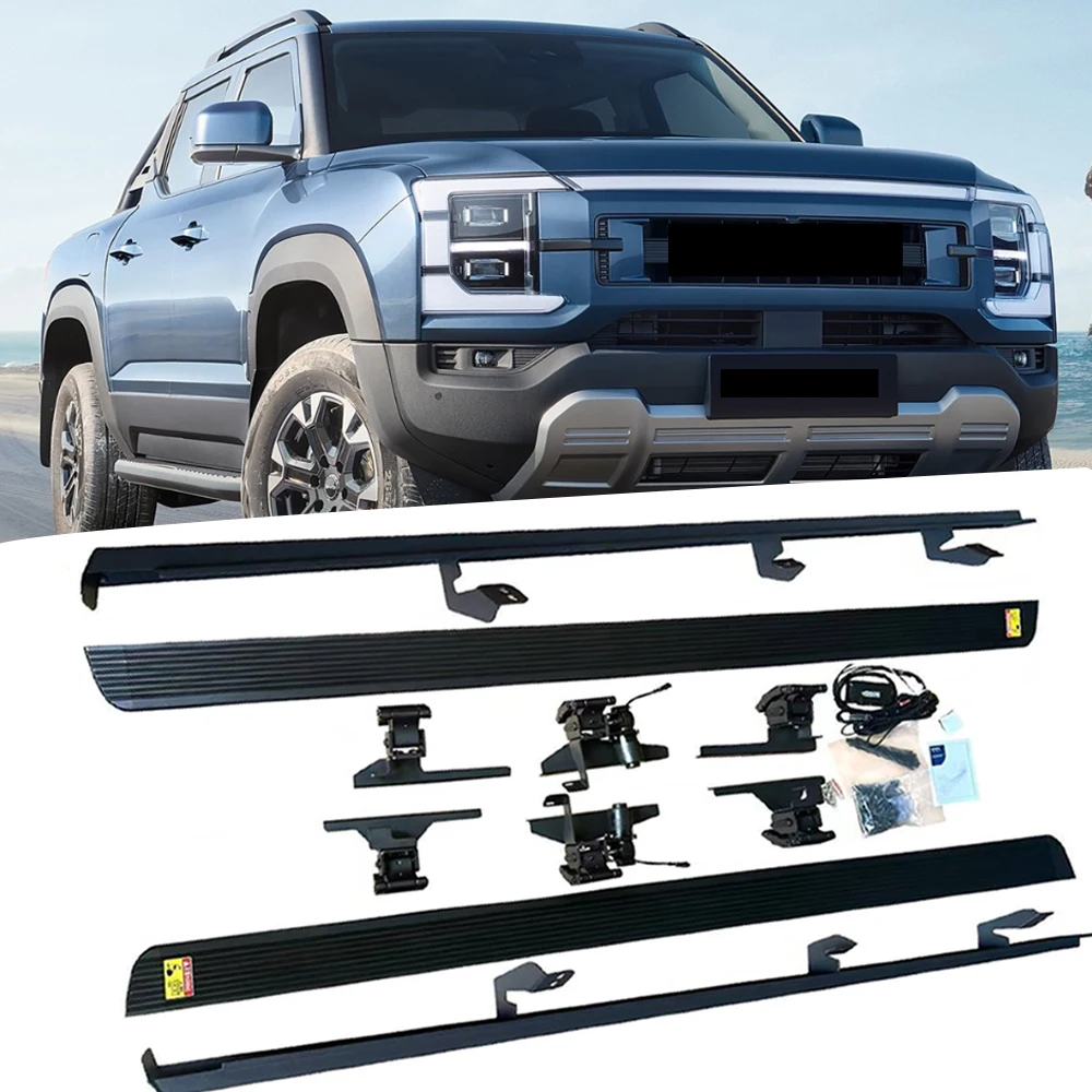 2PCS Black Aluminum Deployed Running Boards fits for BYD First Pickup BYD Shark 6 2024 2025 2026 E-Power Side Step