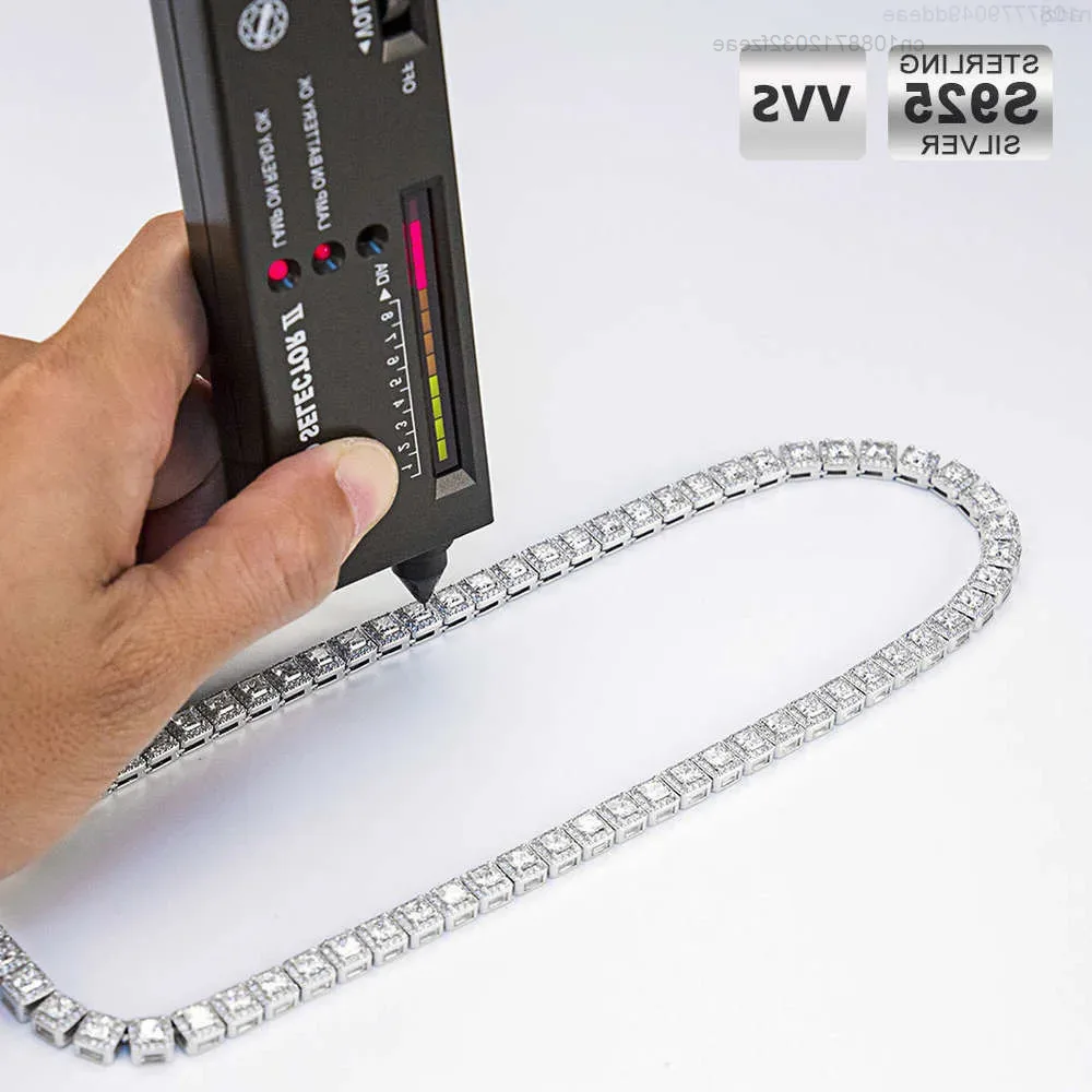 

Krkc Custom High Quality 3mm 2mm 5mm 4mm 925 Silver Vvs Moissanite Tennis Necklace Men Princess Cut Tennis Chain for Women