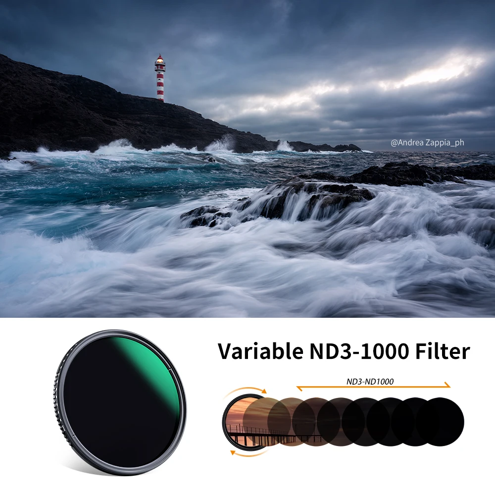 K&F Concept ND3-ND1000 Variable ND Filter Multi Coated Adjustable Neutral Density Camera Lens Filter 49mm 52mm 67mm 77mm 82mm