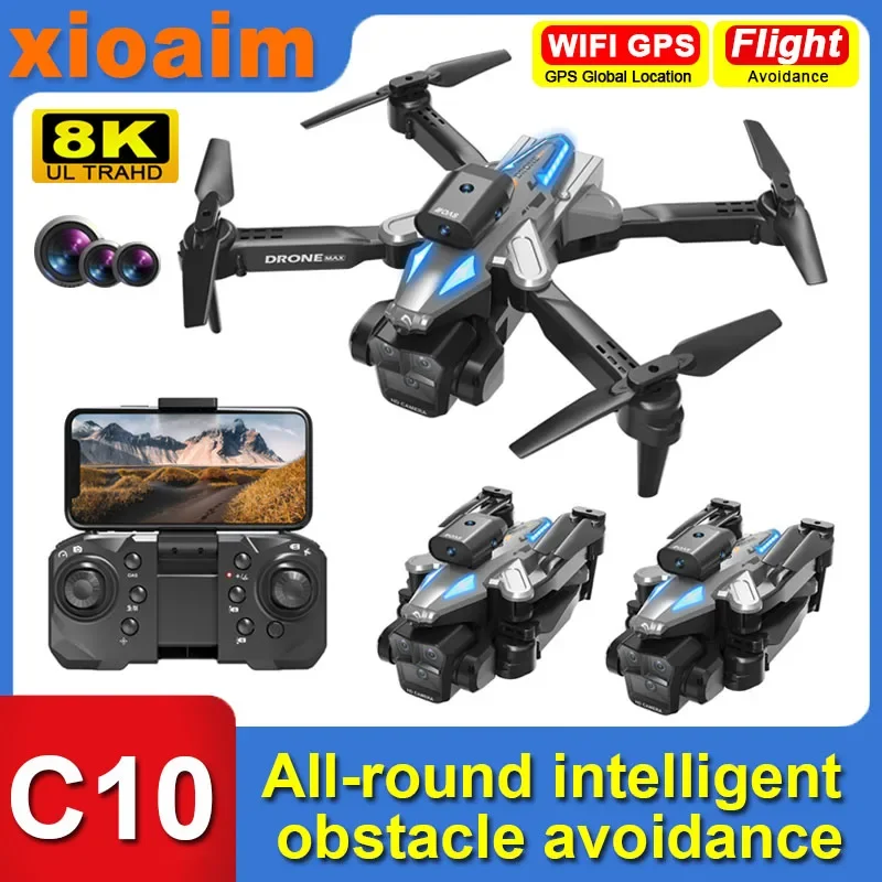 

For Xiaomi C10 Max GPS RC Drone 8K HD Optical Flow Positioning Obstacle Avoidance Gesture Photography Foldable Quadcopter Toys