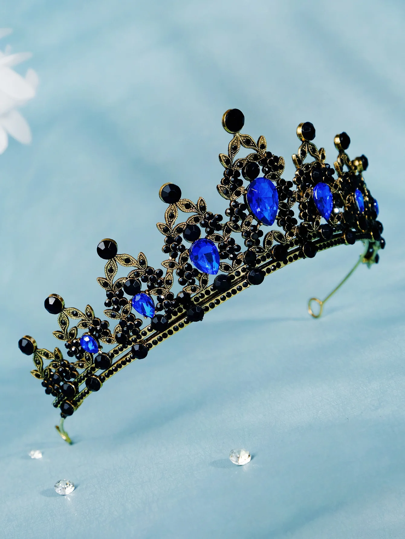Mode Schwarz Kristall Haar Krone für Frauen Haar Zubehör Prom Gold Farbe Tiaras und Kronen Braut Haar Schmuck Geschenke – Detail 26
