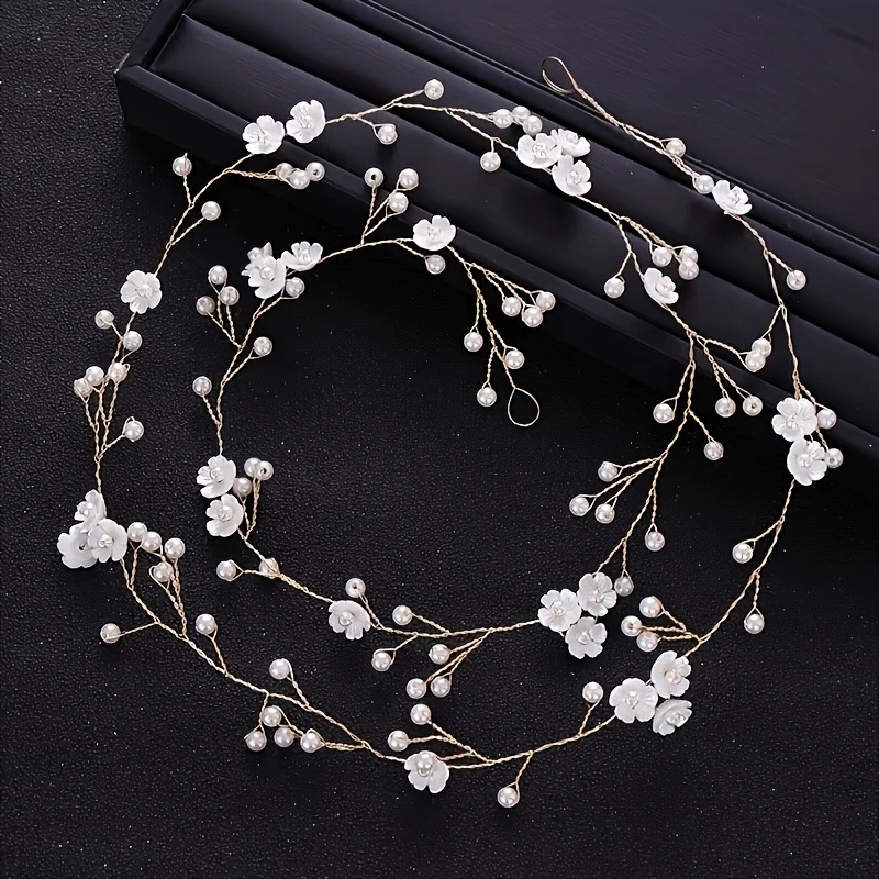 Серебристый, золотой цвет, жемчужный цветок, повязка на голову, повязка на голову для женщин, вечерние королевские свадебные аксессуары для волос, ювелирные изделия, повязка на голову, подарки