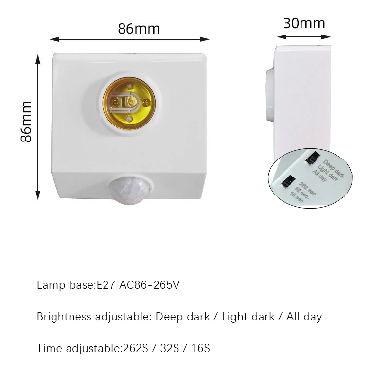 Human Body Induction E27 Holder with Automatic Body Infrared IR Sensor PIR Motion Detector Adjustable Time&Sensitivity