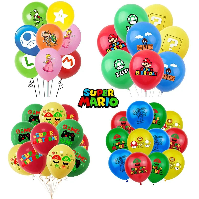

12 Inch Single Sale Super Mario Game Anime FigureTheme Round Latex Balloon Kids Happy Birthday Party Wedding Decoration Supplies