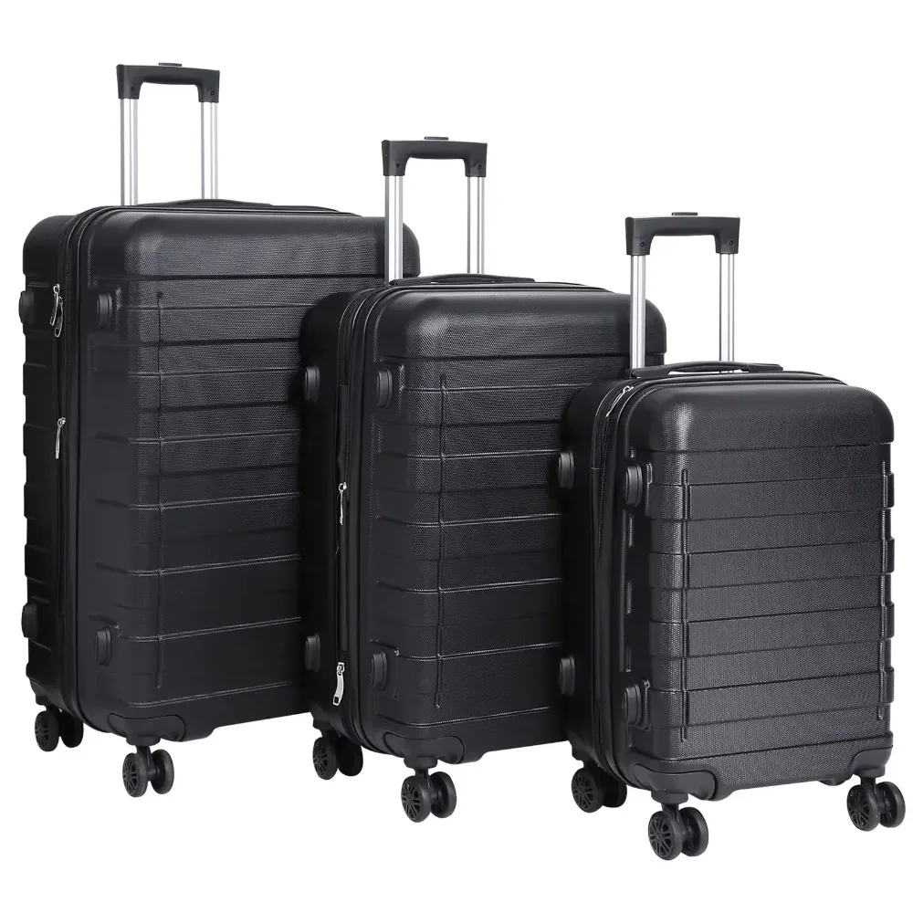 

Luggage Set ABS Hardside Luggage, 3 Pieces Durable Suitcase with Wheels Black