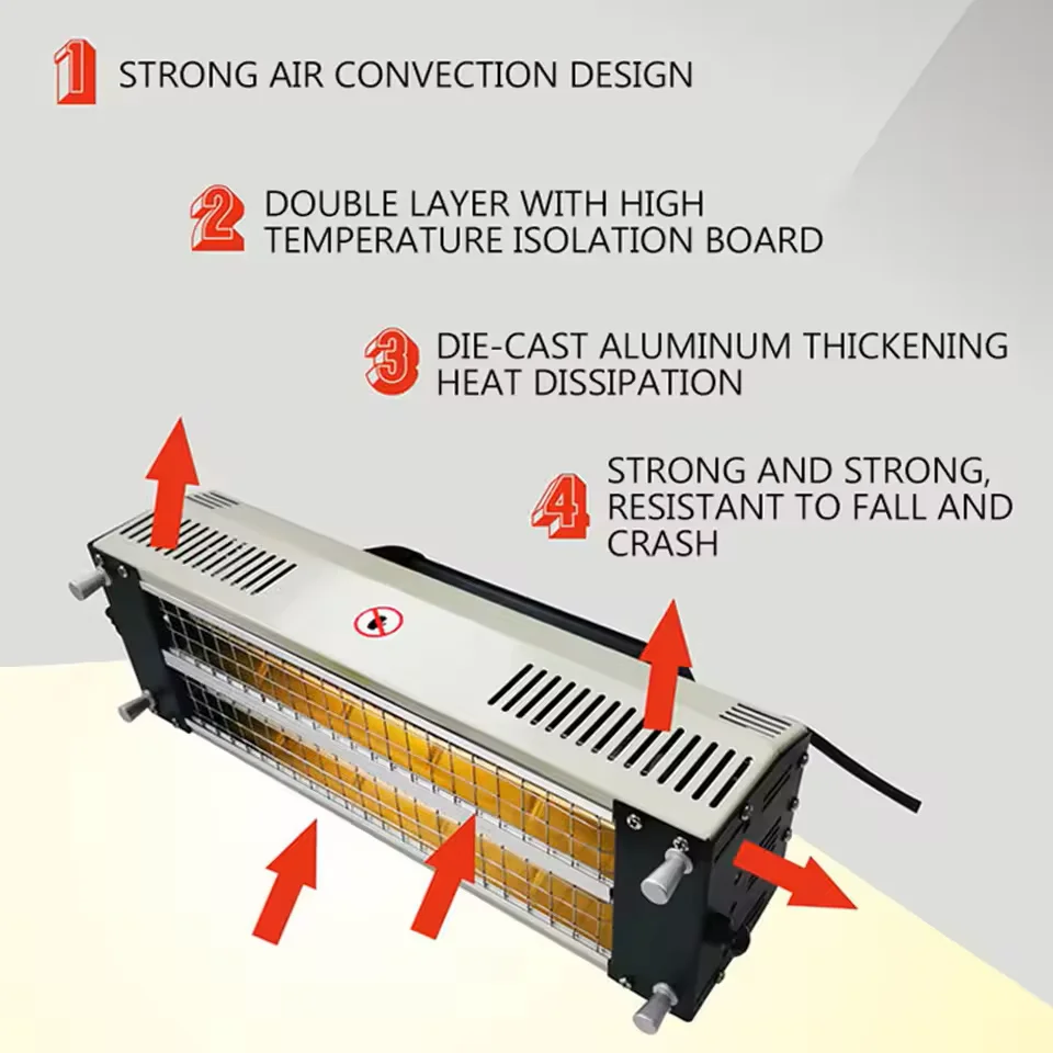 مصباح طلاء بالأشعة تحت الحمراء ذو موجة قصيرة، طاقة عالية، درجة حرارة عالية، محمول باليد، لوحة رش معدنية خفيفة الوزن للصفائح المعدنية للسيارة