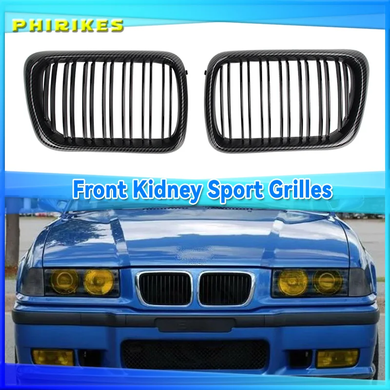 

1 Pair Matt Black Front Grill Grille for E36 97-98 318i 320i 323i 325i 328i 1997-1998 Front Bumper Grille Hood Grill Replacement