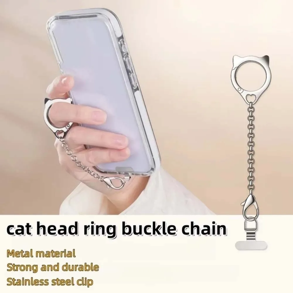 

Металлический ремешок-цепочка для телефона с подвеской в виде кошачьей головы, страховочный шнурок для мобильного телефона, подарок на Новый год