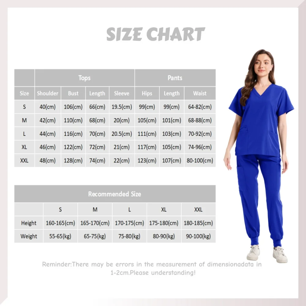 Uniformi da infermiera per donna Top a maniche corte con scollo a V Pantaloni Set di scrub medico chirurgico ospedaliero Uniformi da lavoro per cliniche estive casual