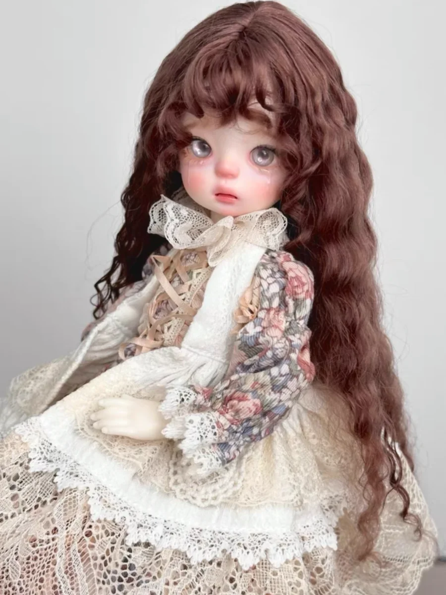 Handmade 1/3-1/6 Mohair Doll Wigs Dollhouse Vintage Curly/Ombre Bangs/Semi-Updo Luxury Photoshoot Ready BJD Accessories