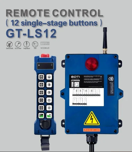 GT-LS12 Single-Speed Industrial Wireless Crane Hoist Remote Control 12 Buttons