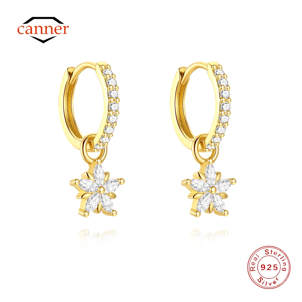 

CANNER 925 Sterling Silver Detachable Flower Drop Earrings For Women Ins Simple Earrings Fine Jewelry boucles d'oreilles femme