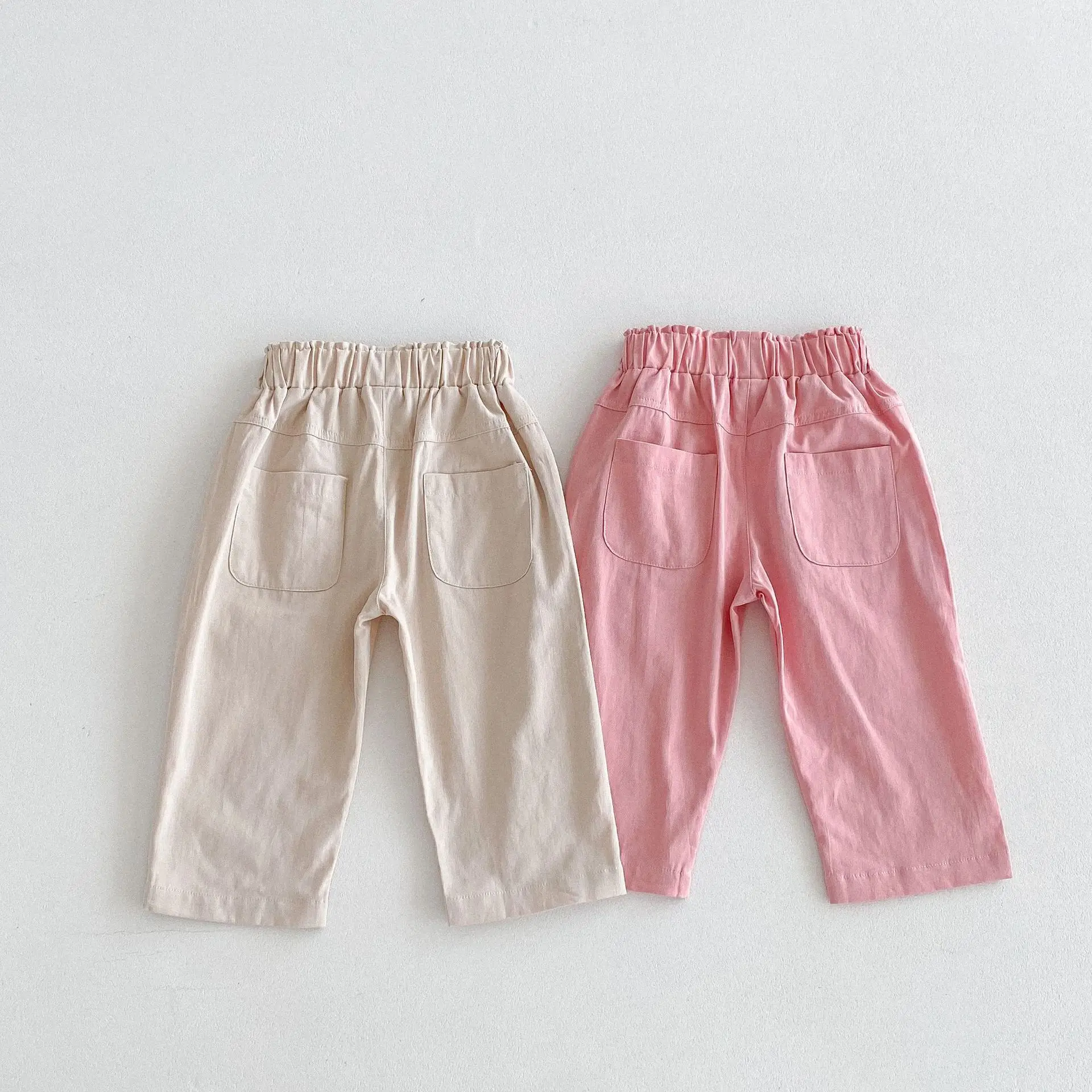 

New Autumn Baby Clothes Solid Children Casual Pants Loose Boy Pockets Cotton Pants Girls Fashion Pants All-match Kids Trousers