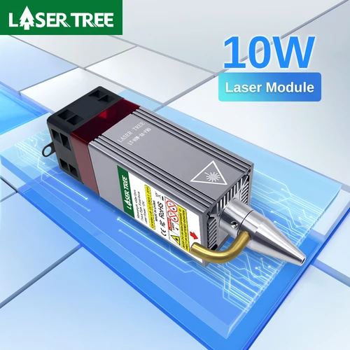 Módulo láser de árbol láser, cabezal láser de enfoque fijo de potencia óptica de 10W con asistencia de aire para grabador láser CNC, herramientas de corte de madera DIY