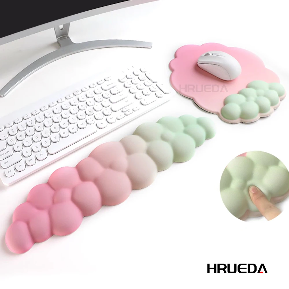 Cloud Keyboard and Mouse Wrist Rest support Ergonomic Memory Foam Non-Slip Base Wrist Support Mouse Pad for Home Office