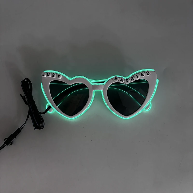 LED-Brille, nur verheiratet, Hochzeit, Braut, Überraschungsgeschenk, Paar-Brille, Souvenirs, leuchtende Herz-Brille, verheiratete Sonnenbrille – Detail 6