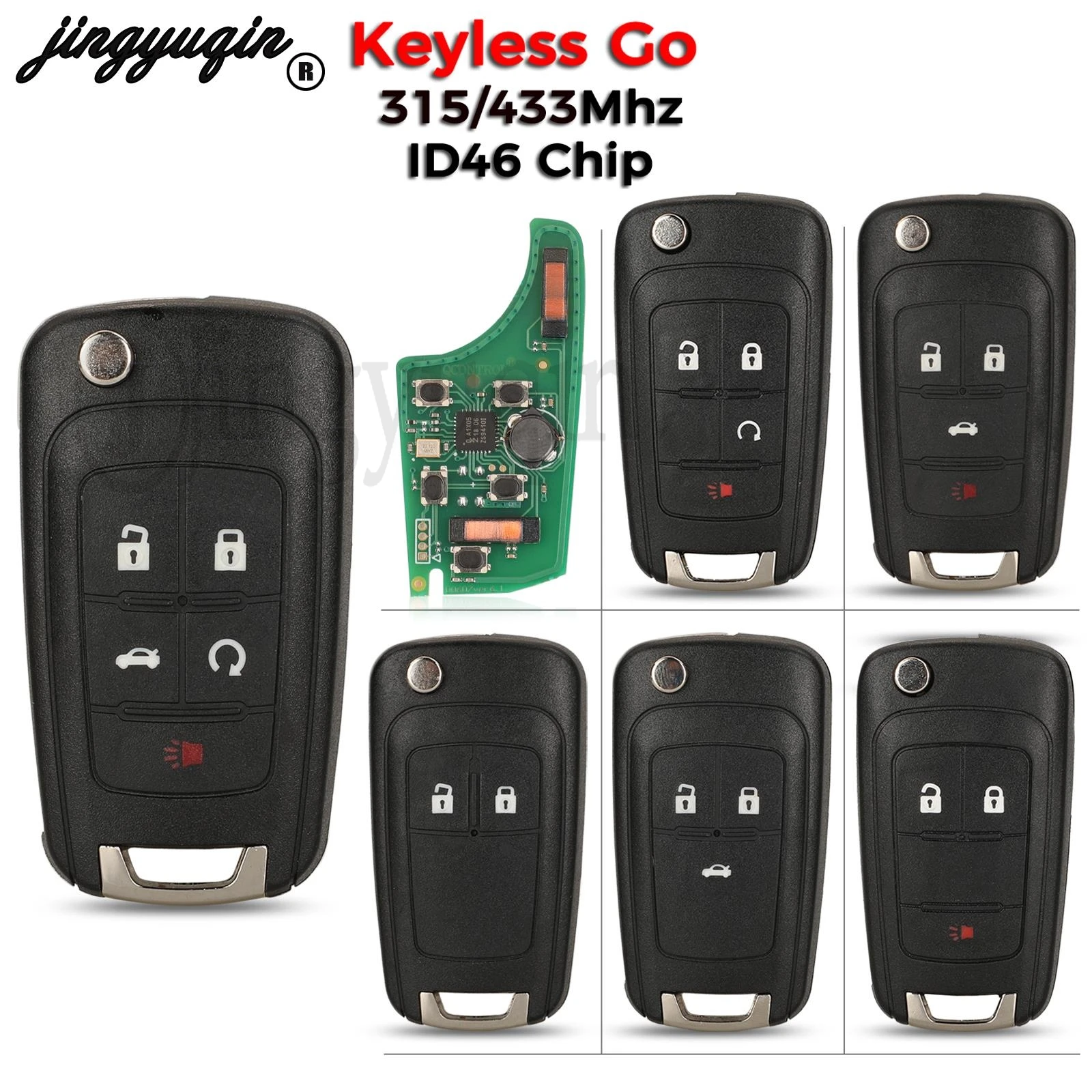 jingyuqin Keyless Go 315/433MHz ID46 Chip Remote Key For Chevrolet Cruze Aveo Orlando Trax Lacrosse Encore Regal Verano Fit Opel