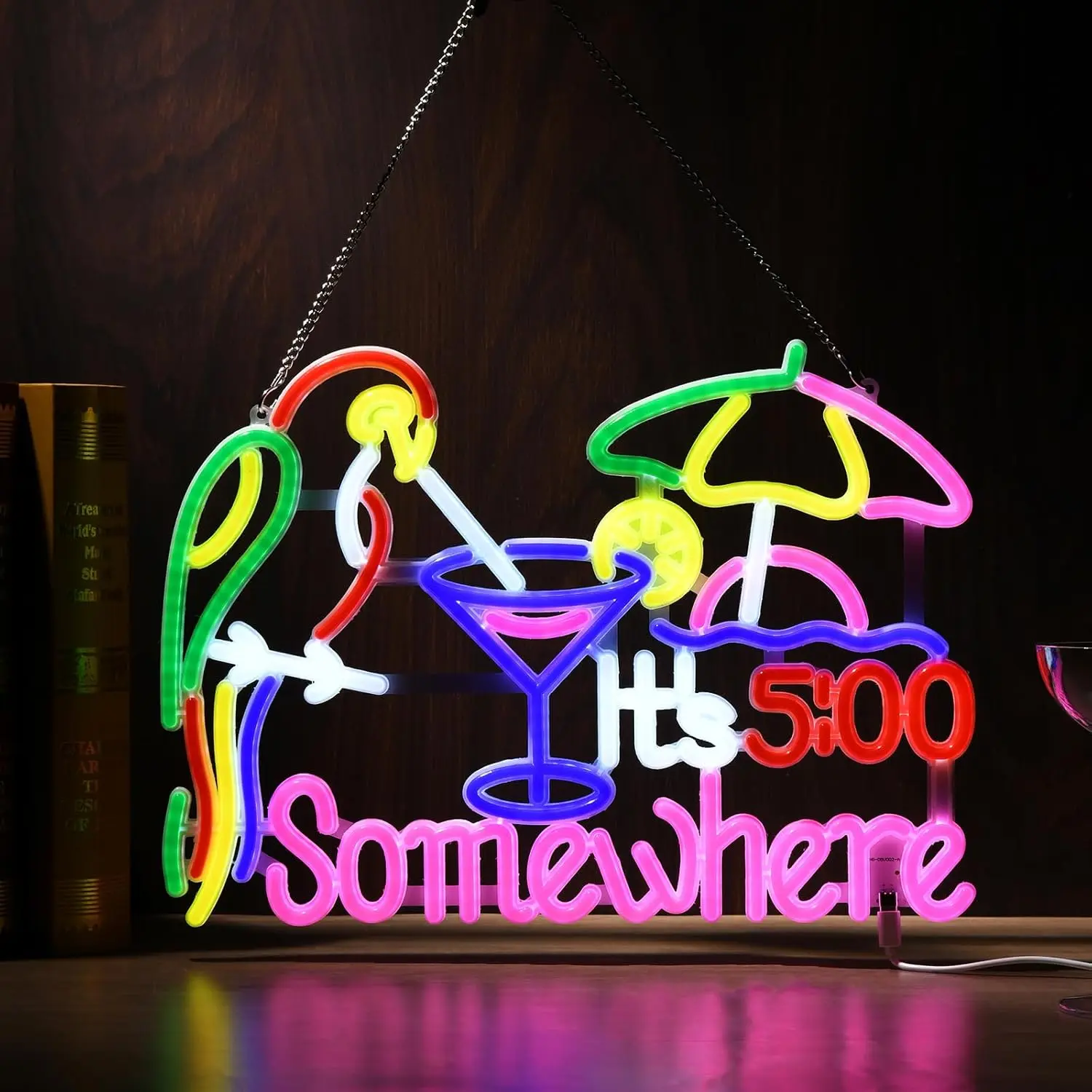 

Это 5:00 Somewhere Коктейльный попугай, светодиодная неоновая вывеска, тропический декор, бар у бассейна, отпуск с регулируемой яркостью, патио, кабина, вечерние огни, подарок