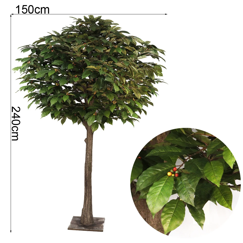 Artificial coffee plant tree large artificial bonsai fake decoration simulation green outdoor interior decoration