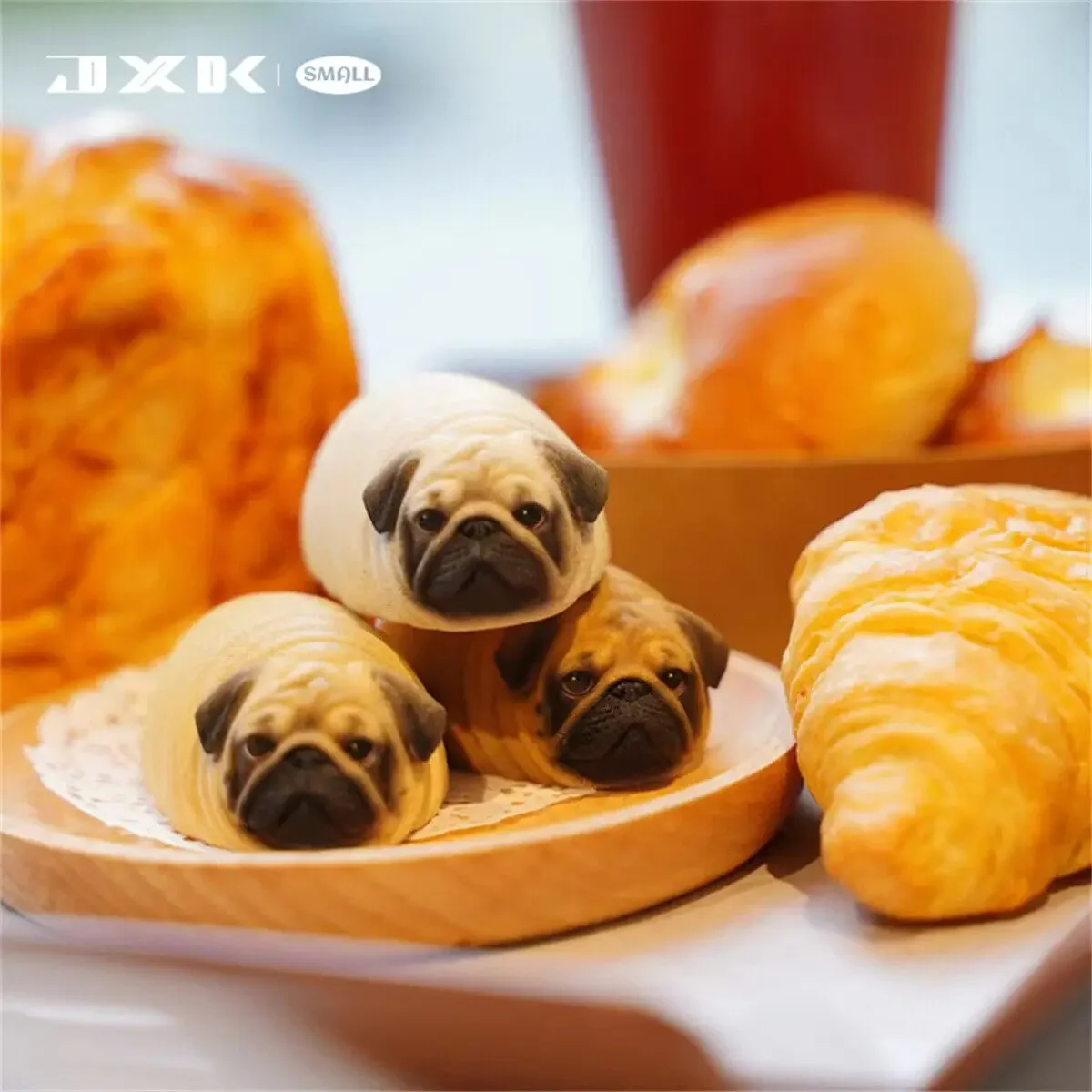 JXK Small A Pug Like Bread Model Animal Pet Dog Realistic Decoration Photography Props Funny Accessory  Gift Toy