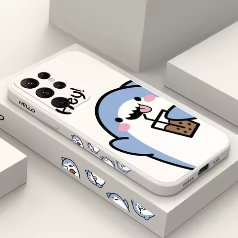 Cute Shark Phone Case For Samsung Galaxy S25 S24 S23 S22 S21 S20 Ultra Plus FE S10 S9 S10E Note 20 ultra 10 9 Plus Cover