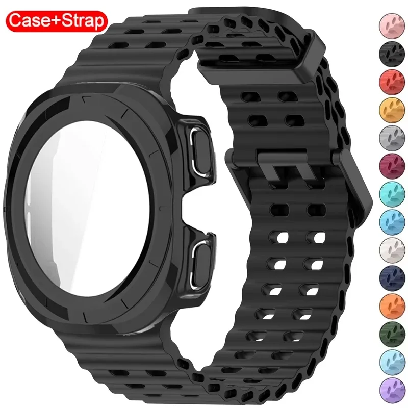 강화 유리 커버 + 삼성 갤럭시 시계 울트라 47mm 실리콘 스트랩 갤럭시 시계 울트라 47mm 밴드 보호 케이스