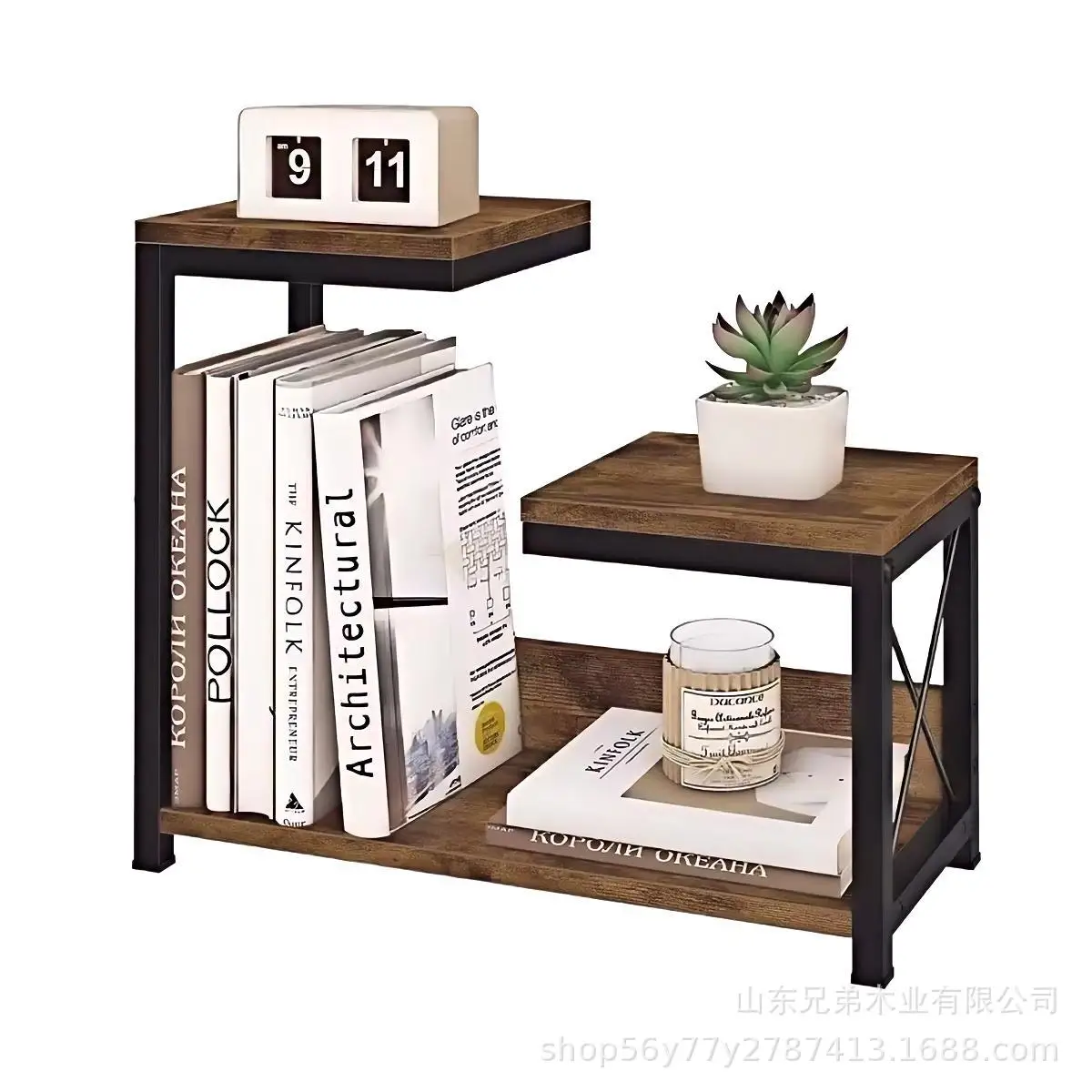Retro Multi-Tier Desktop Storage Rack Plant Stand Kitchen Countertop Organizer for Home Office Shelf Use