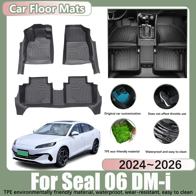 

LHD Car Floor Mats For BYD Seal 06 DM-i Parts 2024 2025 2026 TPE Material Anti-Scratch Waterproof Foot Pad Mat Car Accessories