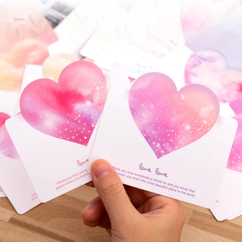 Tarjetas de invitación en blanco con forma de corazón de amor, 8 Uds., tipo plegable de papel, tarjeta de felicitación de agradecimiento, suministro para fiesta del Día de San Valentín, cumpleaños y boda