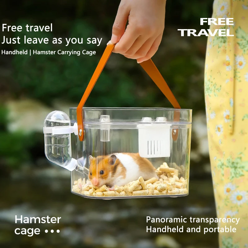 Portátil transparente hamster gaiola, hamster ao ar livre, gaiola, pet fornecimentos, acessórios, grande