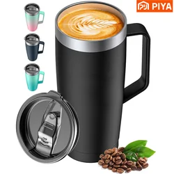 24oz InsulatedTravel Mug Coffee Mug With Lid Handle Travel Mugs Hot Cold Double-Wall Vacuum Cup Stainless Steel Water Bottle