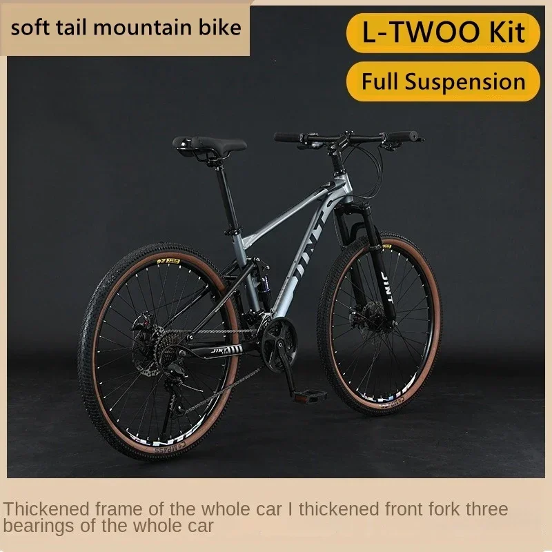 

26-дюймовый MTB горный велосипед с полной подвеской Softail, двойной диск для беговых лыж, велосипед для скоростного спуска из углеродистой стали, 27/30 скоростей