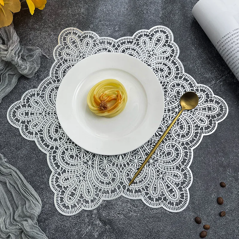 6/4pcs European Hollow PVC Placemat Restaurant Household Dining Table Decor Meal Mats Anti Slip Heat-insulating Tableware Mats