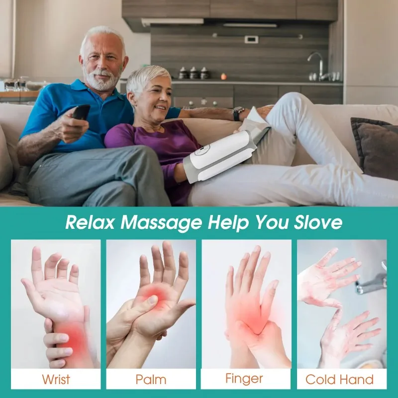 Massage à Compression d'air masseur de paume doigt poignet Spa relaxation soulagement de la douleur masseur de mains point d'acupuncture arthrite physiothérapie chauffée
