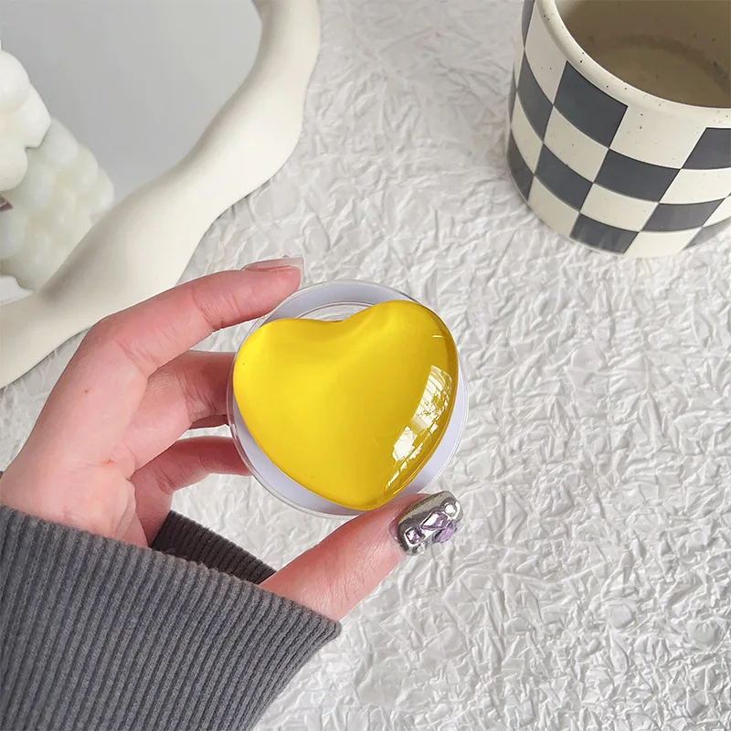Cute Glass Heart Design Magnetic Phone Grip Holder Socket Pocket Support for Magsafe IPhone Mac Safe Ring Finger Expanding Stand