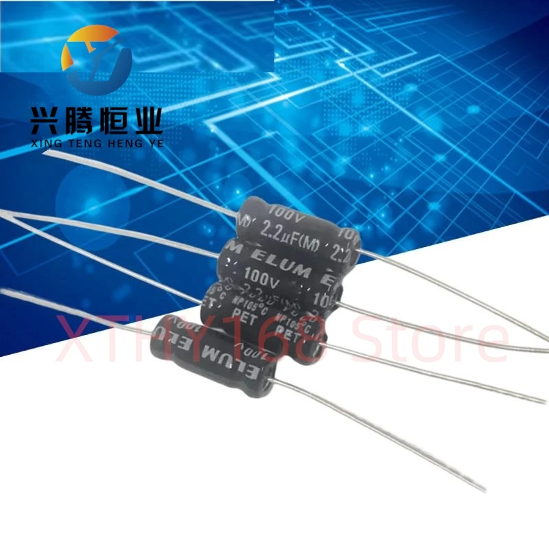 20PCS 100v 1.5uf 2.2uf 3.3uf 4.7uf 6.8uf 10uf Horizontal axial non-polar aluminum electrolytic capacitor 4.7uf 100v 6X16
