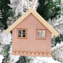 Decorative Wooden Christmas House, Hollow Out Style, Ornaments, Pendant, Hanging Gifts, Xmas Tree, Home Party Decorations