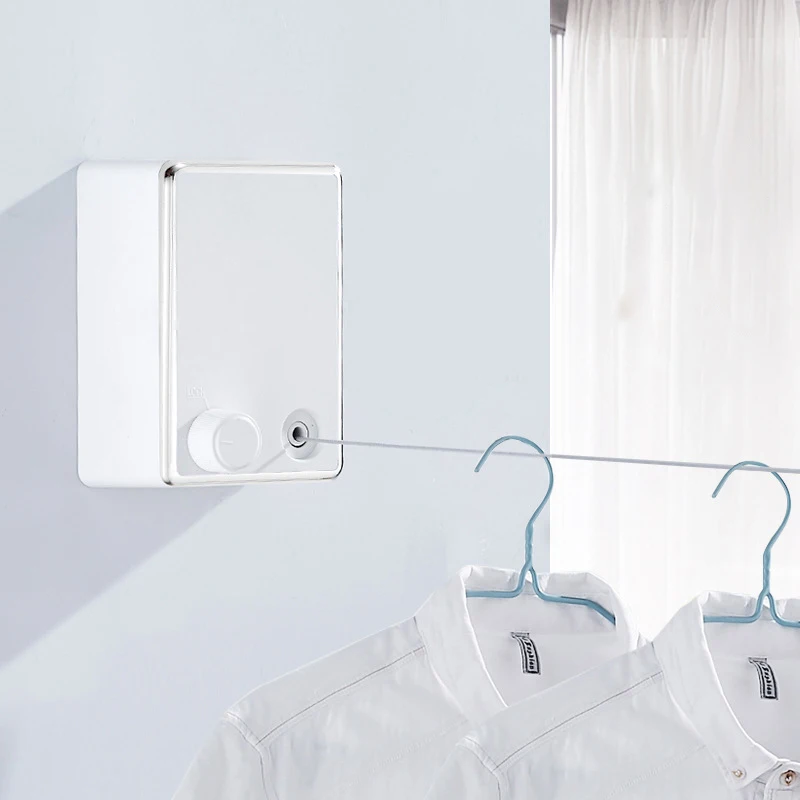 clothes wire rope, non-punched wall-mounted retractable stainless steel wire, clothes wire, slow rebound washing line